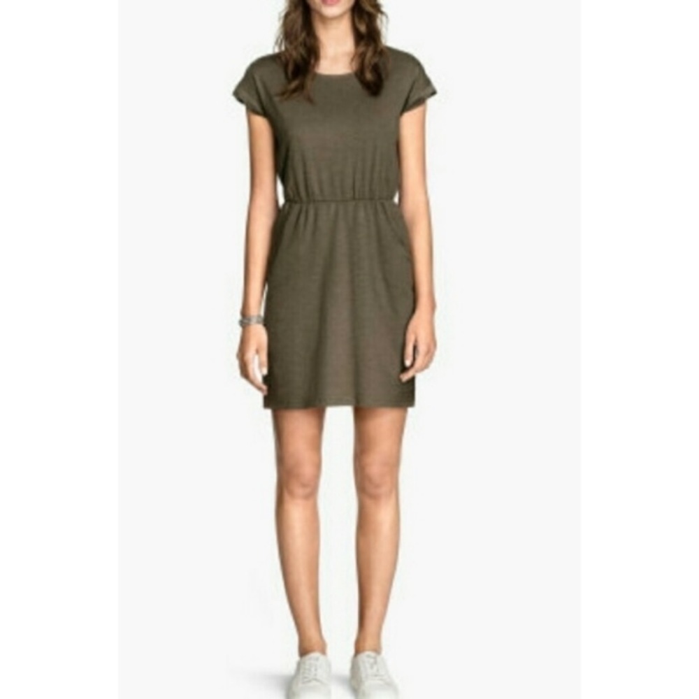 H&M Dark Teal Pocket Cotton Lightweight Slub Dress
